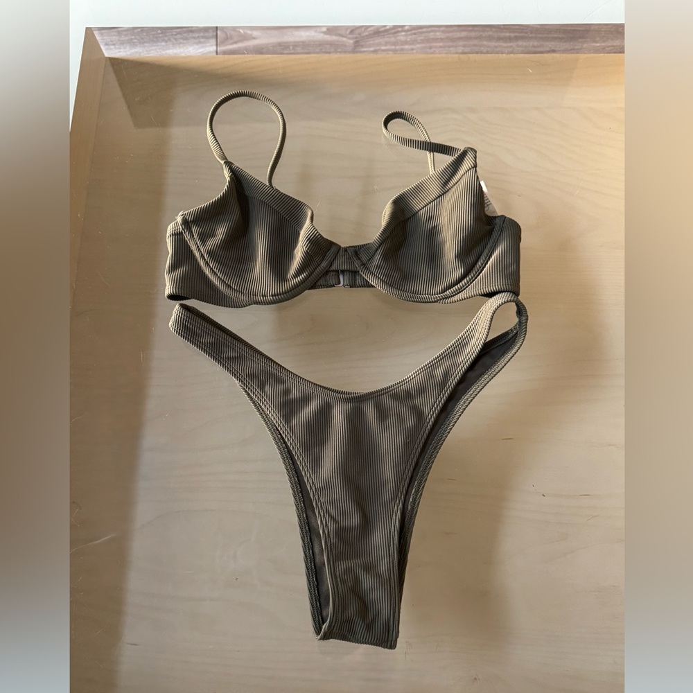 A&F olive green bikini size small